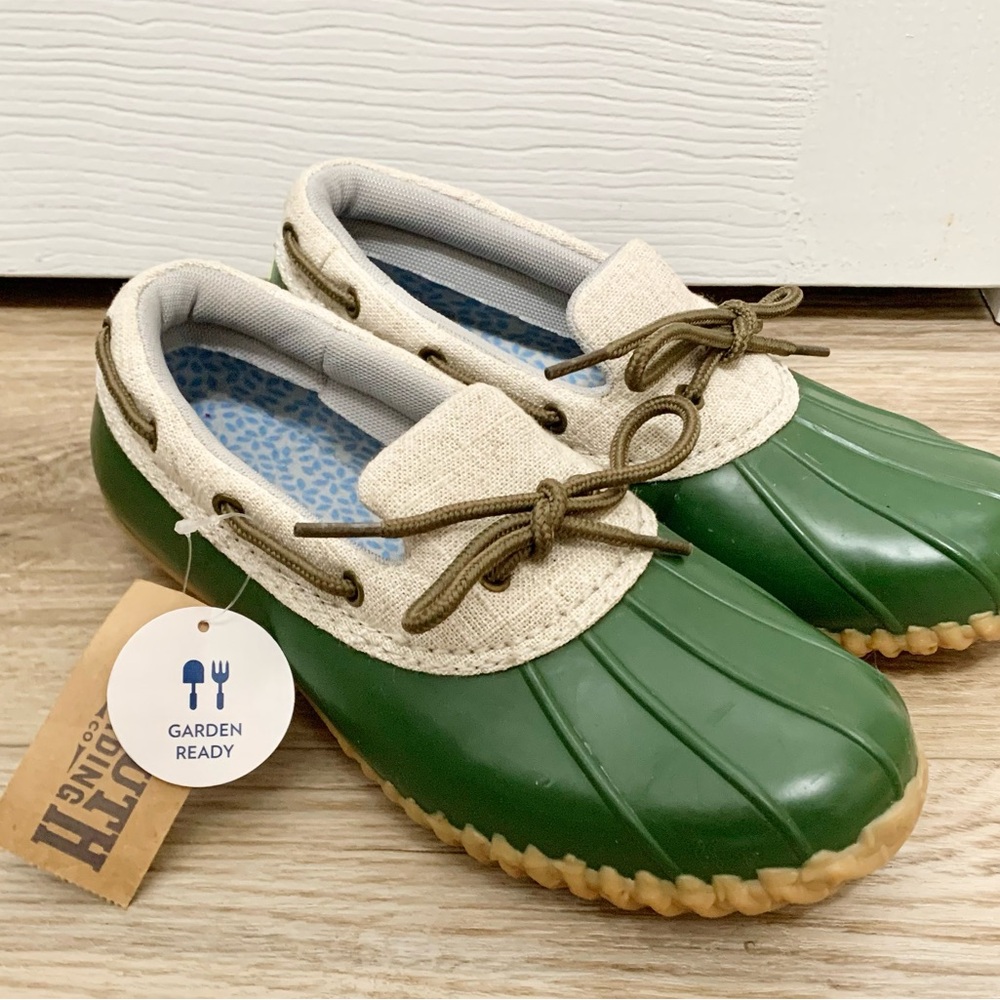 JBU Duck Boots Gwen Garden Ready Shoes Eucalyptus Green - 7 - NEW